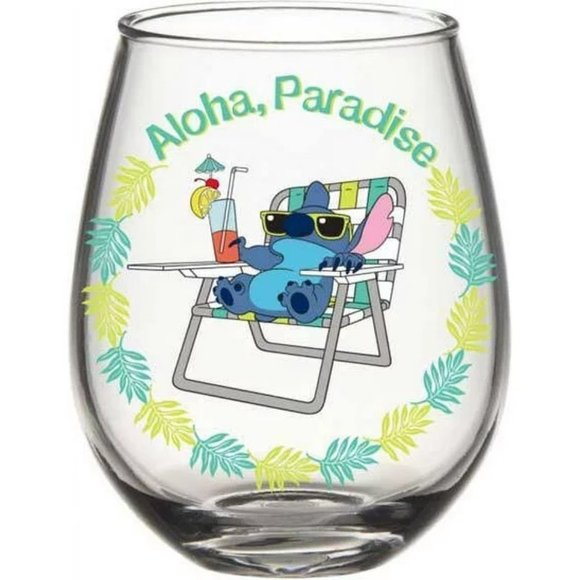 Disney Lilo & Stitch "Aloha, Paradise" Stemless Wine Glass - Picture 2 of 6